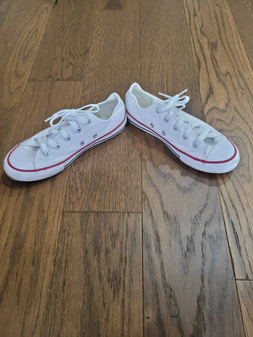Converse Kids White Canvas Sneakers with Red Stripe